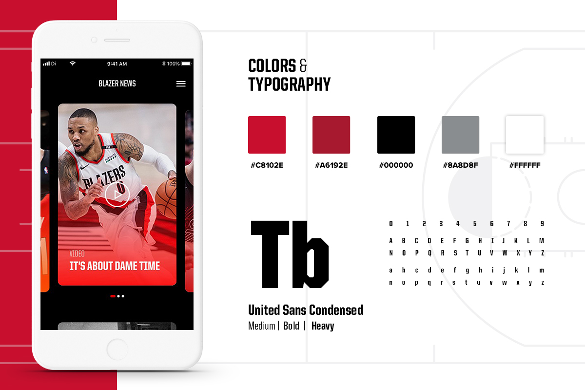 Trail Blazers App Colors and Typography