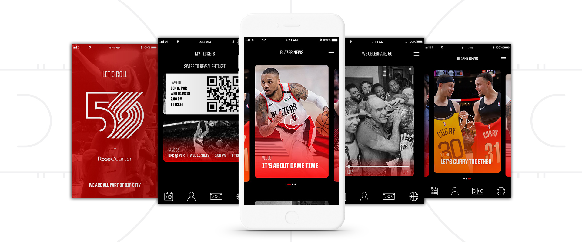 Quick view of different stages of the Trail Blazers app
